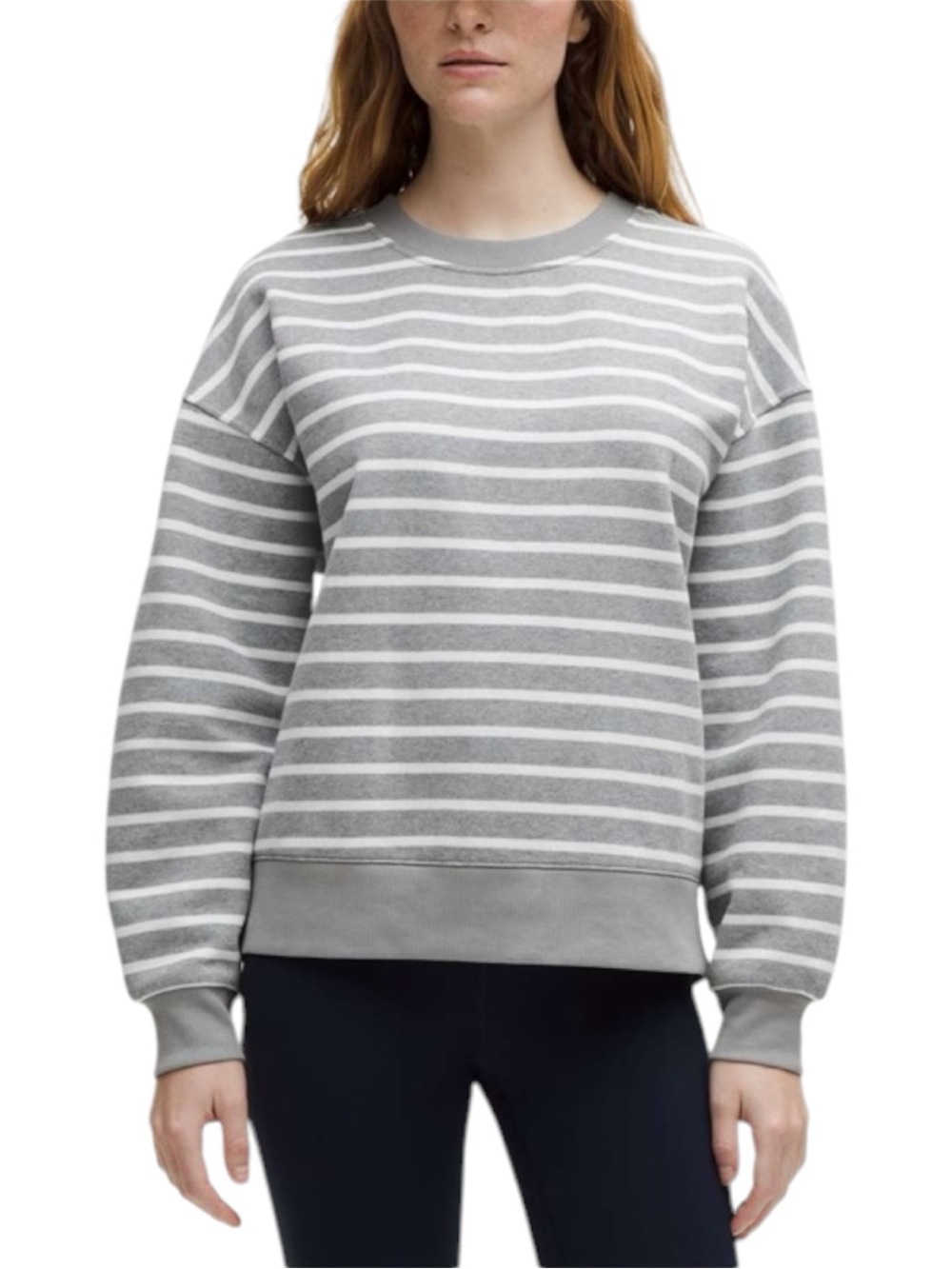 Lululemon Perfectly Oversized Fleece Crewneck Pullover Yachtie Stripe Grey/White